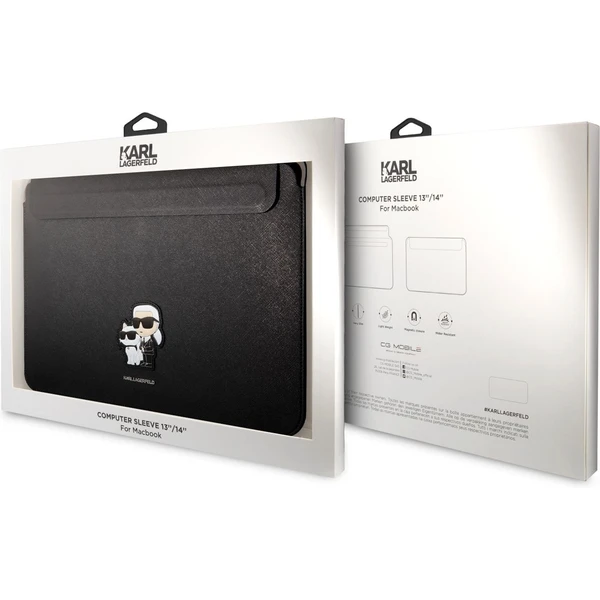 Karl Lagerfeld Saffiano Karl and Choupette NFT Computer Sleeve 13/14" černé - Pouzdra - Obrázek B652000601