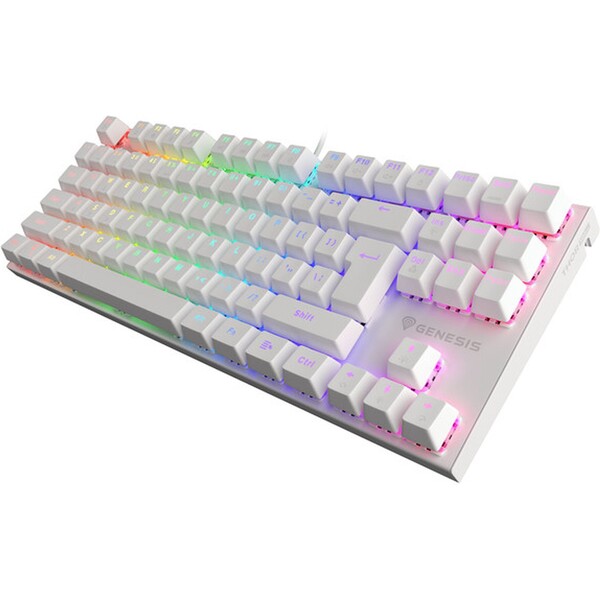 Genesis THOR 303 TKL RGB herní klávesnice bílá US Silent switch NKG-2063
