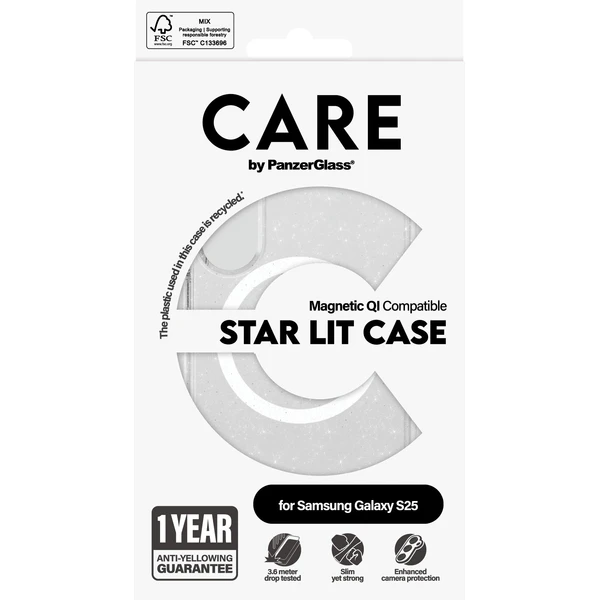 PanzerGlass® CARE kryt Samsung Galaxy S25 Star Lit třpytivý/bílý QI - Pouzdra - Obrázek B6FC000J01