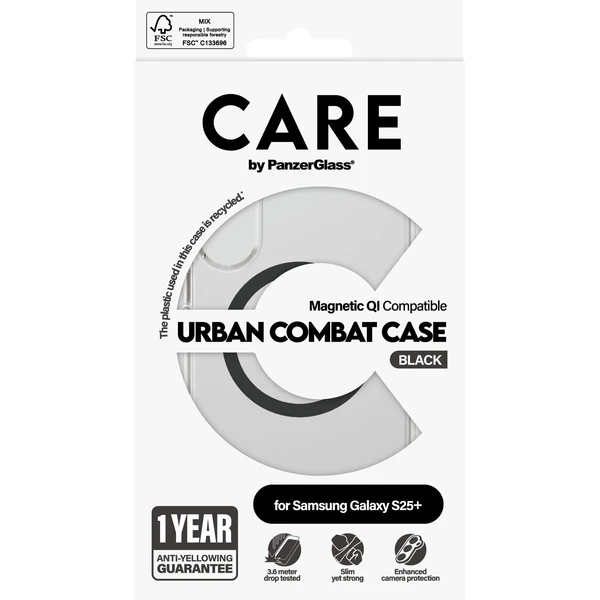 PanzerGlass® CARE kryt Samsung Galaxy S25+ Urban Combat čirý/černý QI - Pouzdra - Obrázek B7FC000J01