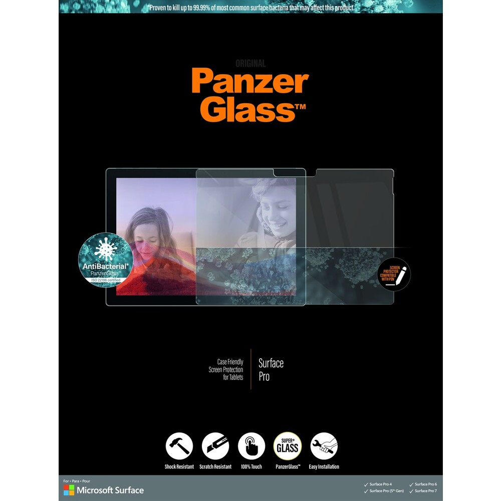 PanzerGlass Edge-to-Edge Antibacterial Microsoft Surface Pro 4/Pro 5/Pro 6/Pro 7
