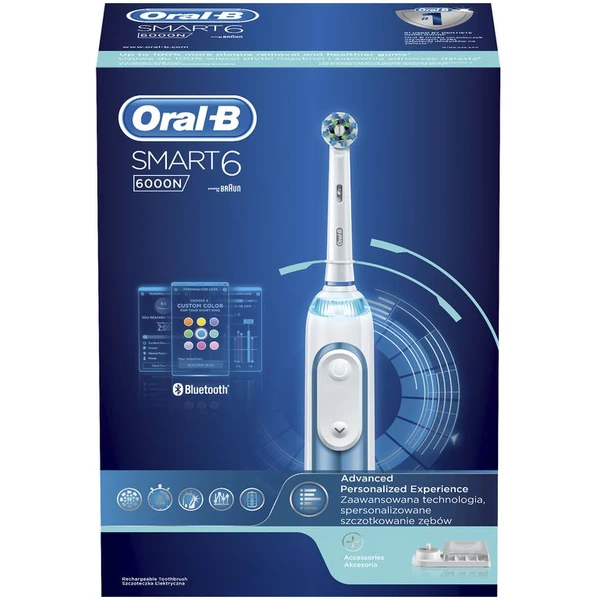 Oral-B Smart 6 6000N chytrý zubní kartáček hlavice Cross Action modrý - Zubní kartáčky - Obrázek B8HW400301
