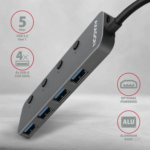 AXAGON SUPERSPEED USB-A SWITCH HUB - USB huby - Obrázek B97HF00101