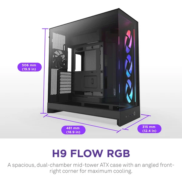 NZXT H9 Flow RGB černá - Počítačové skříně - Obrázek BA7K000K01
