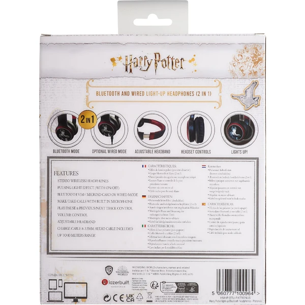 Lazerbuilt náhlavní sluchátka bezdrátová Harry Potter - Patronus - Sluchátka - Obrázek BBBG000K01