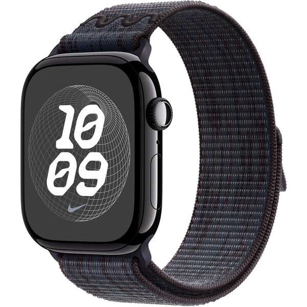 Apple Watch 46mm černo-modrý provlékací sportovní řemínek Nike MYJD3ZM/A