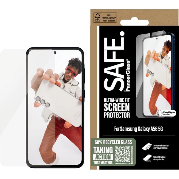 PanzerGlass® SAFE Ultra-Wide Fit sklo Samsung Galaxy A56 5G s instalačním rámečkem - Ochranné folie a skla - Obrázek BBUC000K01