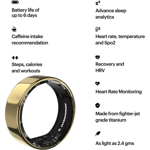 Ultrahuman Ring AIR chytrý prsten vel. 11 Bionic Gold - Chytré prsteny - Obrázek BCE6000P01