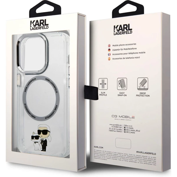 Karl Lagerfeld IML Karl and Choupette NFT MagSafe zadní kryt pro iPhone 15 Pro čirý - Pouzdra - Obrázek BDB3000J01