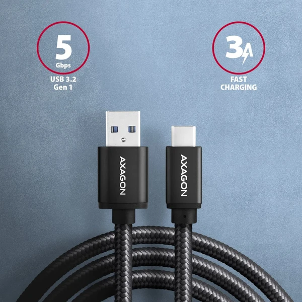 AXAGON USB-C/USB-A napájecí kabel 1,5m černý - Kabely a redukce - Obrázek BED0700301