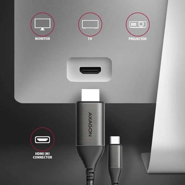 AXAGON USB-C/HDMI 2.0 kabel 4K 1,8m černý - Kabely a redukce - Obrázek BEX3000L01