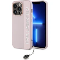 Karl Lagerfeld PU Saffiano Rhinestone Charm zadní kryt iPhone 14 Pro růžový - Pouzdra