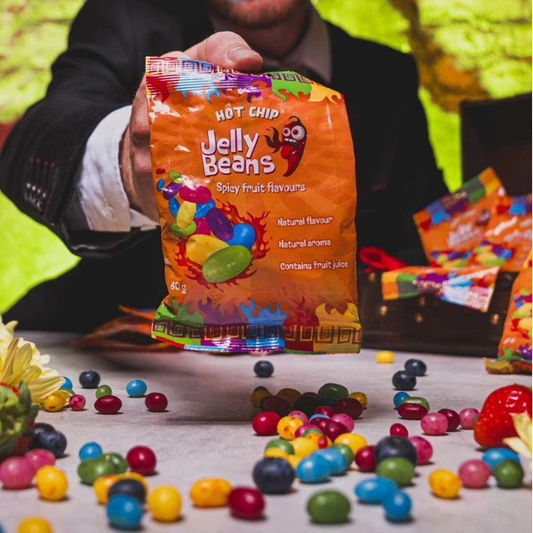 Bonbony Hot-Chip Jelly Beans - Chilli Ovoce 60 g - Cukrovinky - Obrázek BFUG000K01