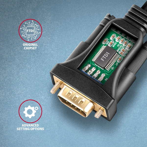 AXAGON USB-A/COM(DE-9) redukce 1,5m černá - Kabely a redukce - Obrázek BHS6000701