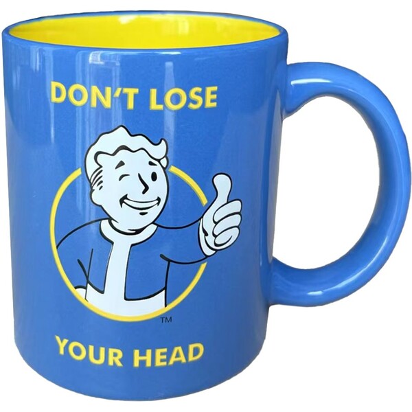 DEVplus Hrnek Fallout Don't Lose Your Head 325 ml Modrá/Žlutá