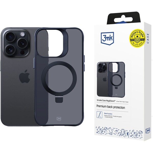 3mk ochranný kryt Smoke Case Mag&Stand pro Apple iPhone 16 Pro Černá