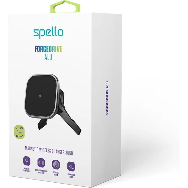 Spello ForceDrive Alu bezdrátová nabíječka do auta černá - Nabíječky - Obrázek BIPD000K01