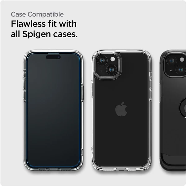 Spigen Glass tR AlignMaster 2 Pack tvrzené sklo iPhone 15 černé - Ochranné folie a skla - Obrázek BIS8000601