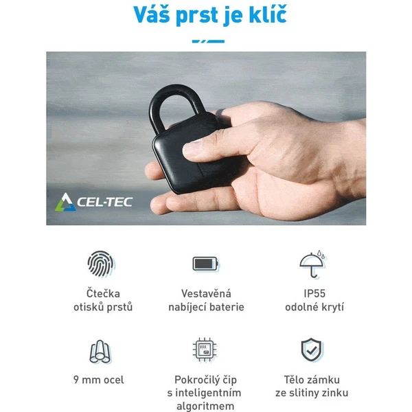 CEL-TEC L3 visací zámek se čtečkou otisku - Vychytávky - Obrázek BLFW600301