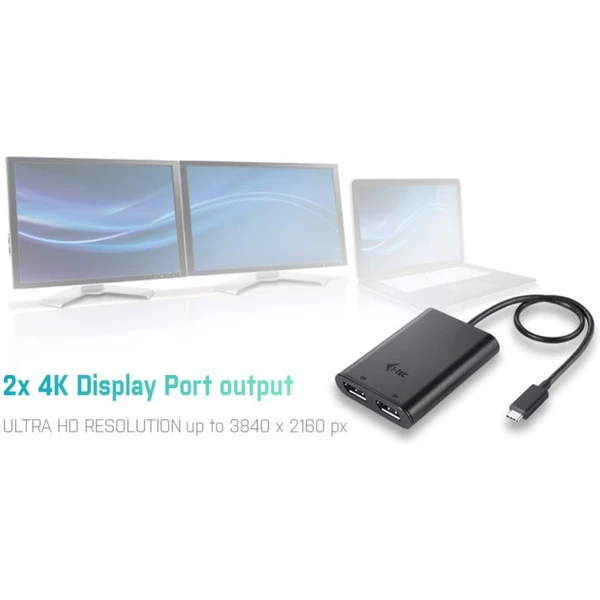 i-tec USB-C/2x DisplayPort redukce 4K černá - Kabely a redukce - Obrázek BMTN200401