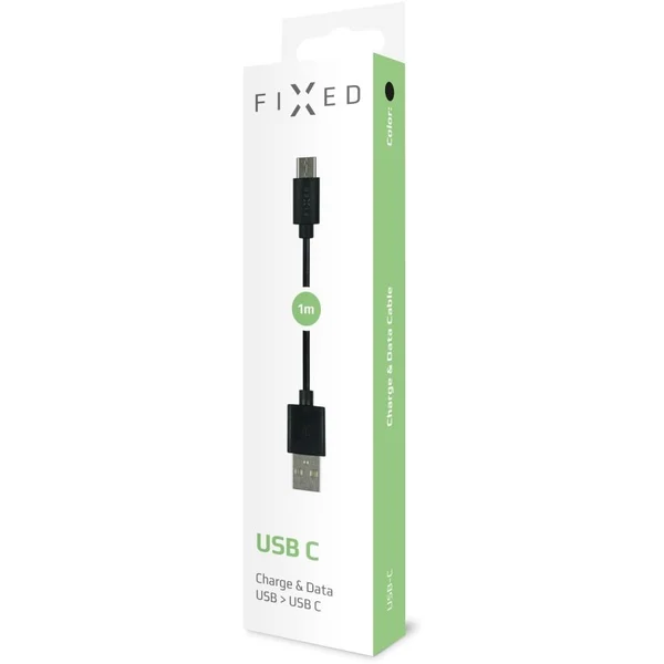 FIXED Rapid Charge USB-A/USB-C napájecí kabel 1m černý - Kabely a redukce - Obrázek BNAO000101