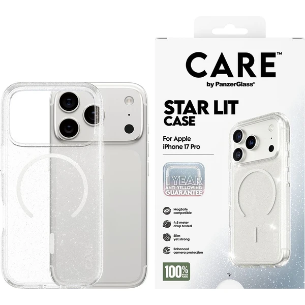 PanzerGlass® CARE Star Lit kryt s MagSafe Apple iPhone 17 Pro třpytivý/bílý - Pouzdra - Obrázek BQDH000K01