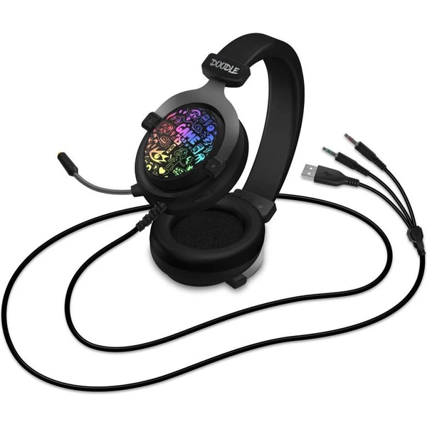 CONNECT IT DOODLE RGB herní sluchátka černá - Sluchátka - Obrázek BQNV600301