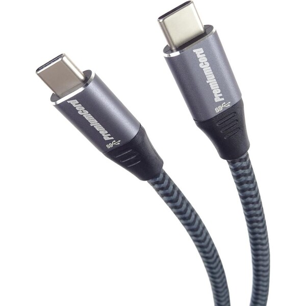 PremiumCord USB-C/USB-C napájecí kabel 10W 0,2m černý/šedý