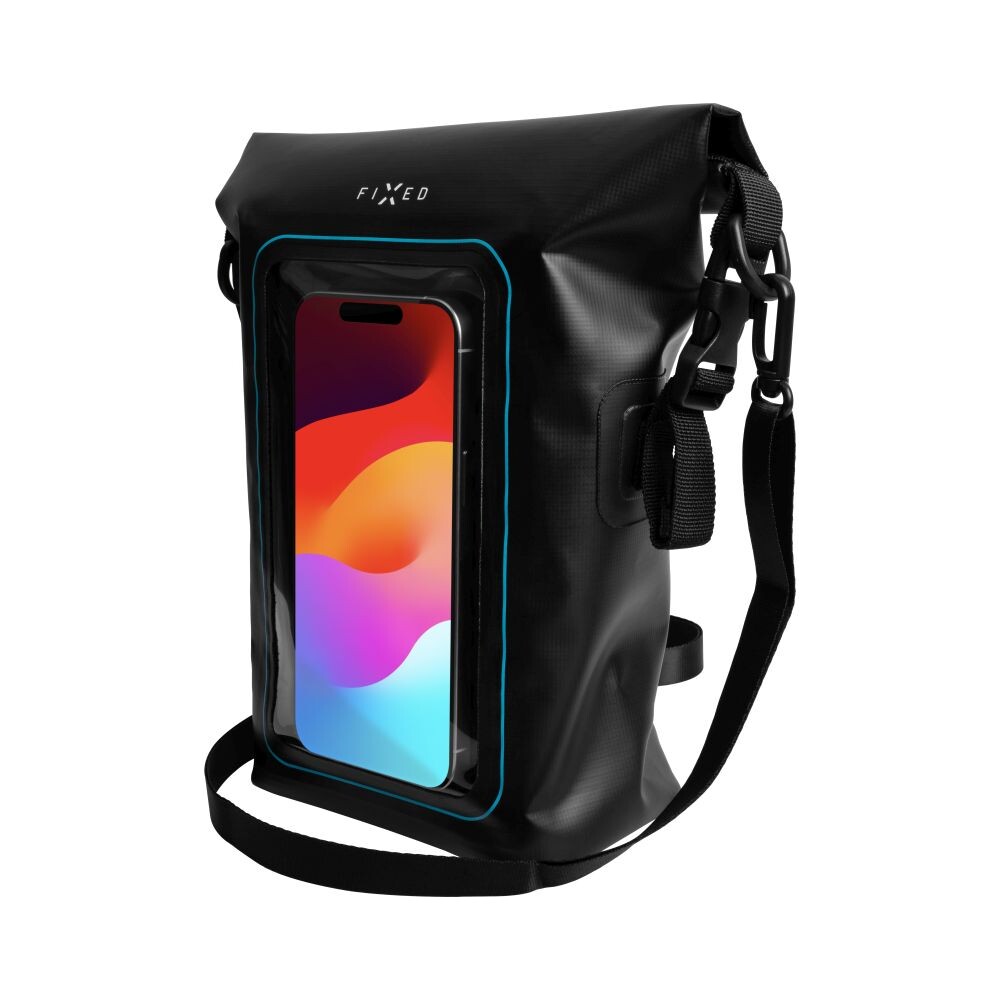 FIXED Float Bag 3L voděodolný vak s kapsou pro mobilní telefon černý