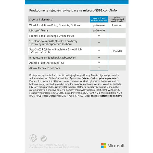 Microsoft Office 365 Business Standard - Licence na předplatné (1 rok) - Software elektronické licence - Obrázek BWMNF00101