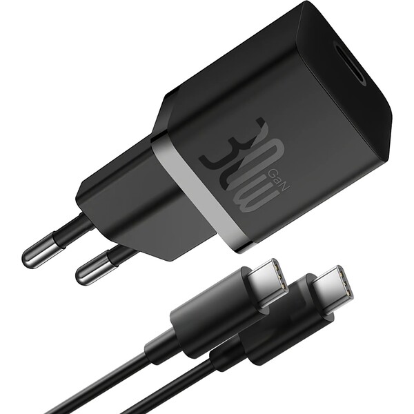 Baseus Nabíječka do sítě GaN5 30W USB-C nabíječka do sítě černá Černá