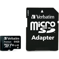 VERBATIM MicroSDXC Premium karta 64GB + SD adaptér - Paměťové karty