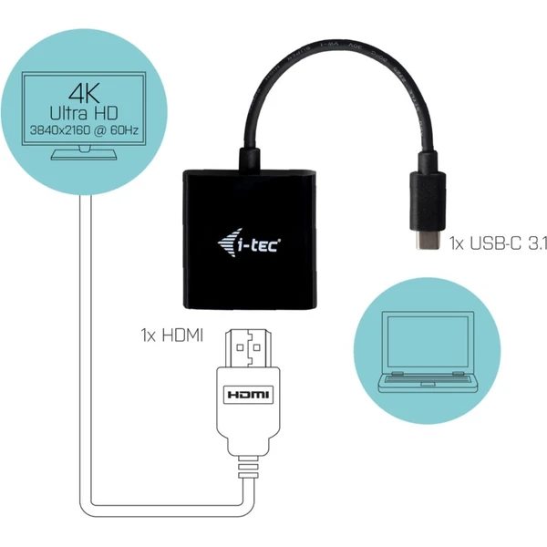 i-tec USB-C/HDMI redukce 4K 0,15m černá - Kabely a redukce - Obrázek C0DA000501