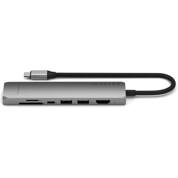 Satechi 7v1 USB-C Slim víceportový adaptér s Ethernetem vesmírně šedý - USB huby - Obrázek C0OC000J01