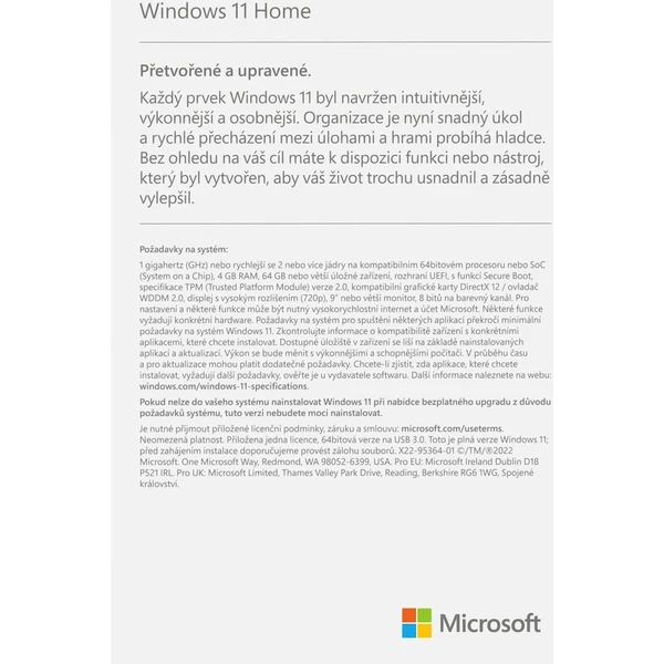 Microsoft Windows 11 Home 64-bit CZ OEM DVD licence - Software - Obrázek C0VA100501