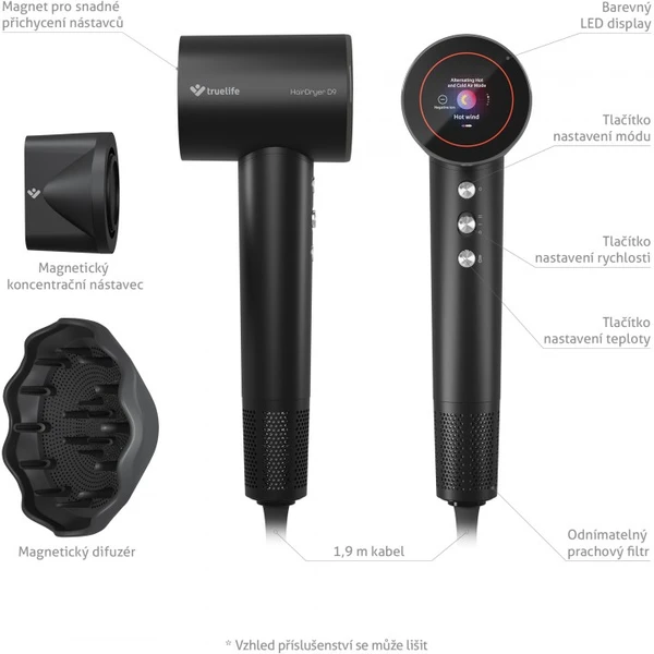 TrueLife HairDryer D9 fén na vlasy černý - Fény na vlasy - Obrázek C0Y9000O01