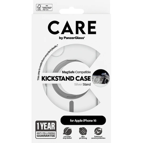 PanzerGlass® CARE kryt Apple iPhone 16 MagSafe KickStand čirý/šedý - Pouzdra - Obrázek C108000P01