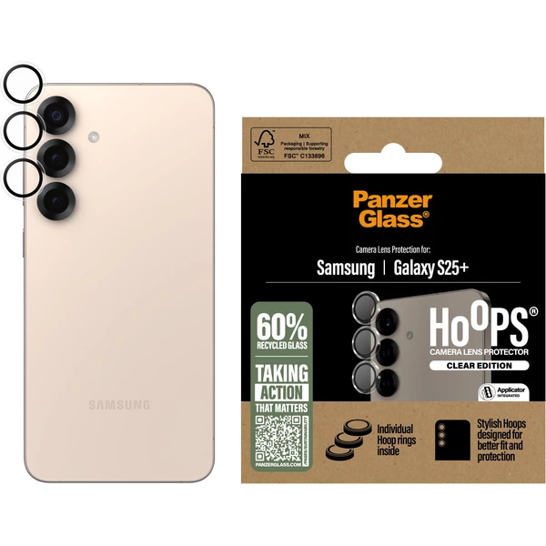 PanzerGlass® Hoops® Samsung Galaxy S25+ čiré ochranné kroužky pro čočky fotoaparátu - Ochranné folie a skla - Obrázek C1FC000J01