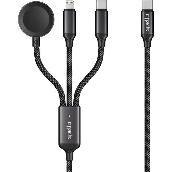Spello 3v1 kabel (USB-C, Lightning, Apple Watch) 1.2m černá Vesmírně šedá