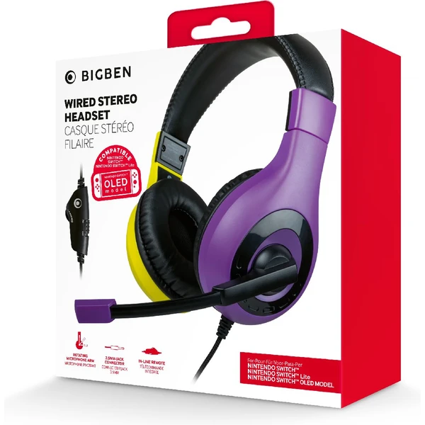 Bigben herní sluchátka pro Switch fialová/žlutá - Sluchátka - Obrázek C1H7000K01