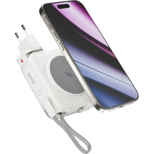 Epico UltraPack 3in1 10000mAh Mag+ cestovní powerbanka a síťový adaptér bílá Bílá