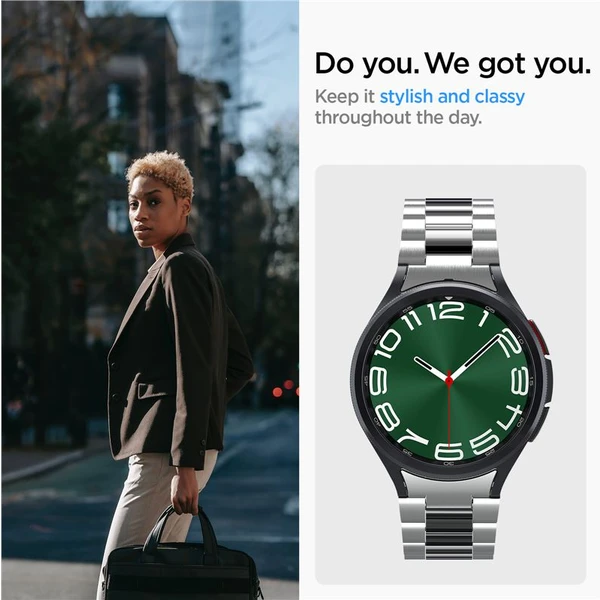 Spigen Modern Fit 316L Band řemínek Samsung Galaxy Watch6 Classic 47mm stříbrný - Řemínky - Obrázek C1W3000N01