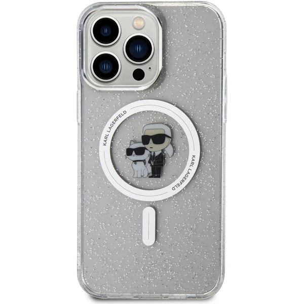 Karl Lagerfeld IML Glitter Karl and Choupette MagSafe kryt iPhone 15 Pro Max čirý - Pouzdra - Obrázek C1X4000701