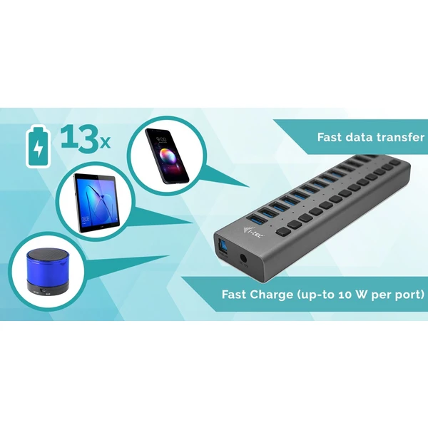 i-tec USB 3.0 Charging HUB 13 Port + Power Adapter 60 W - USB huby - Obrázek C29B000501