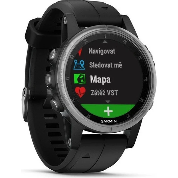 Garmin Fenix 5S Plus stříbrné/černý pásek - Chytré hodinky - Obrázek C42T000101