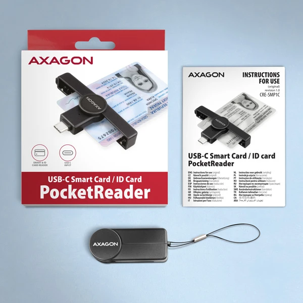 AXAGON CRE-SMPC USB-C PocketReader čtečka kontaktních karet Smart card - Čtečky paměťových karet - Obrázek C4N4000701
