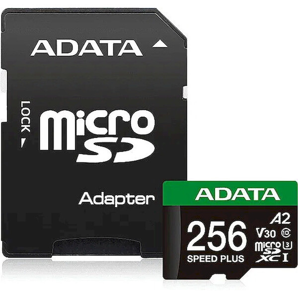 ADATA Speed Plus MicroSDXC karta 256GB + SD adaptér Černá