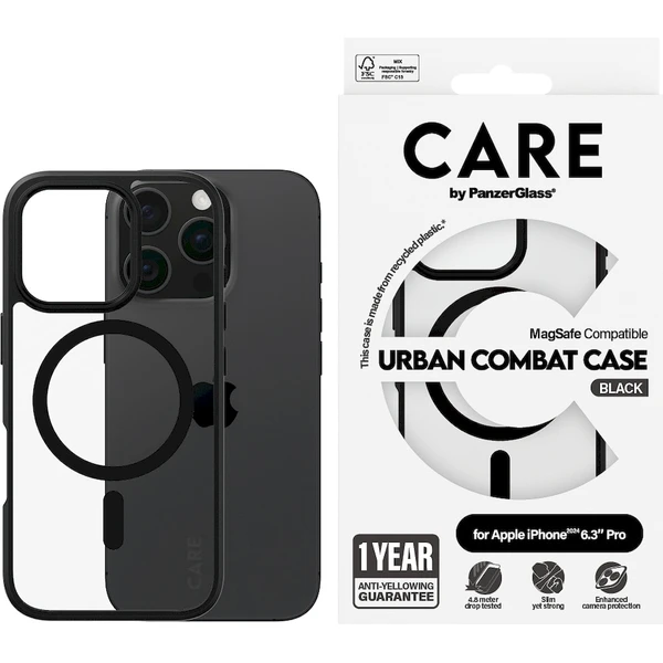 PanzerGlass® CARE kryt Apple iPhone 16 Pro MagSafe Urban Combat černý/černý - Pouzdra - Obrázek C508000P01