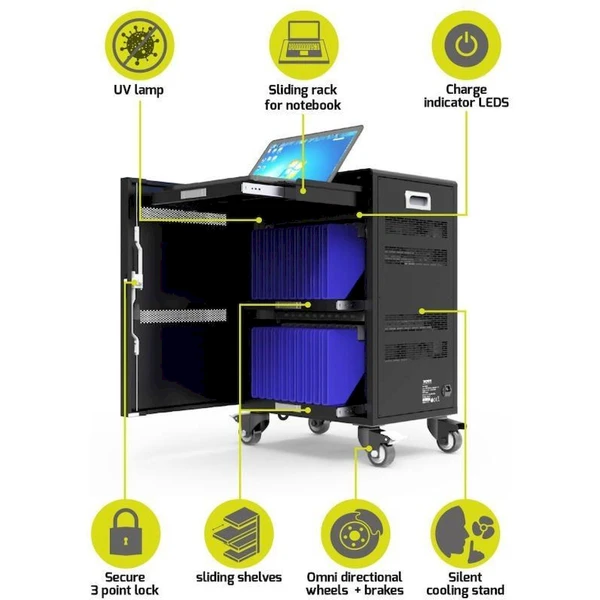 Port Connect 20 tabletů + 1 notebook nabíjecí úložiště černý - Nabíječky - Obrázek C5T9000K01