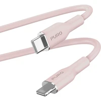 PURO Soft Lightning/USB-C kabel, 1,5 m růžový - Kabely